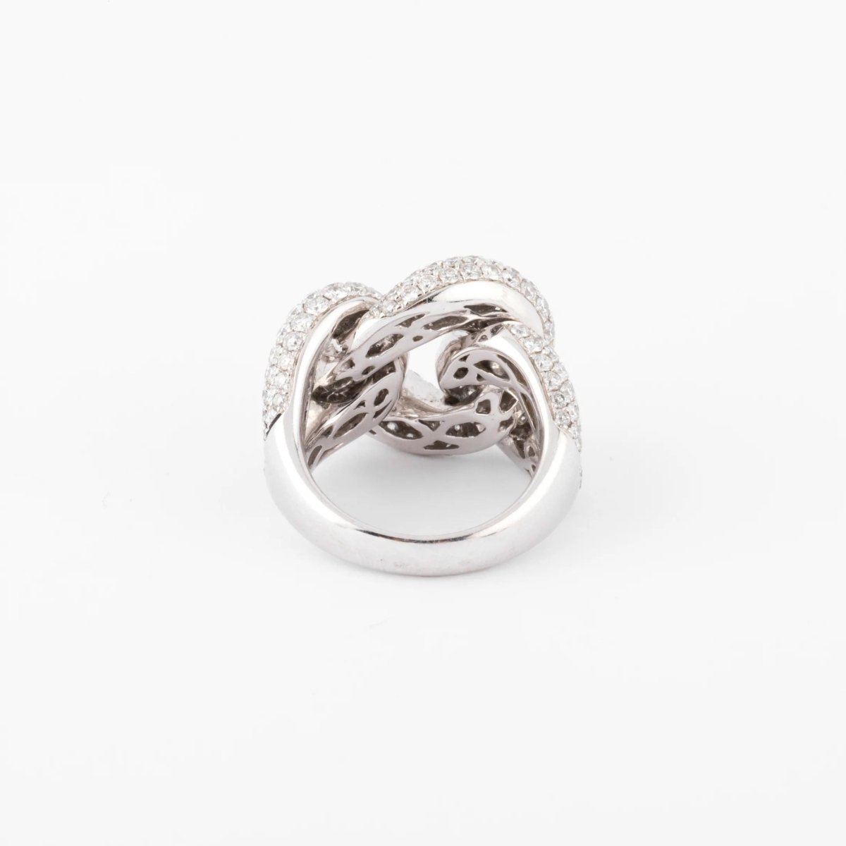 Bague or gris gourmette pavée de diamant - Castafiore