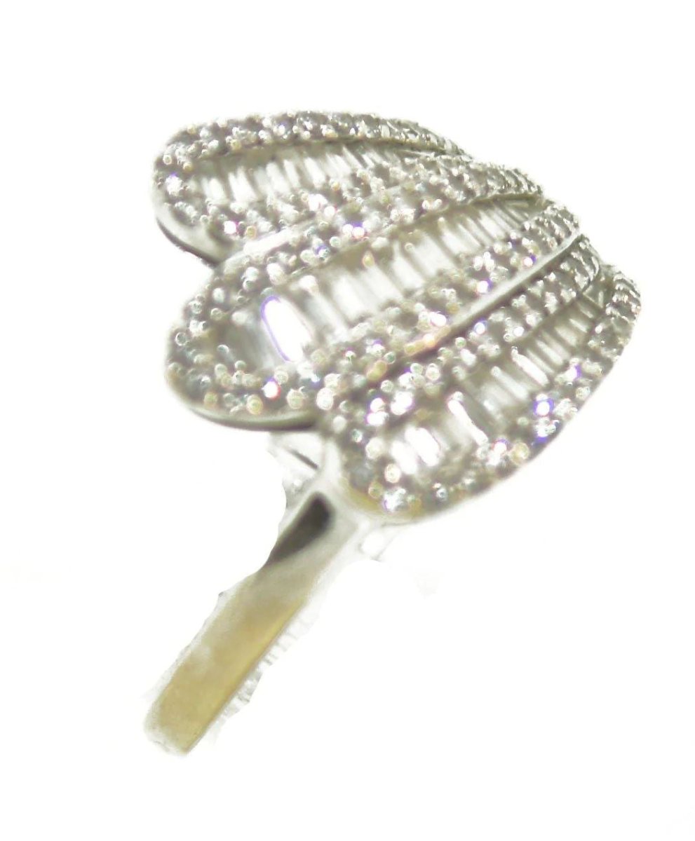 Bague or gris moderne diamant baguette - Castafiore