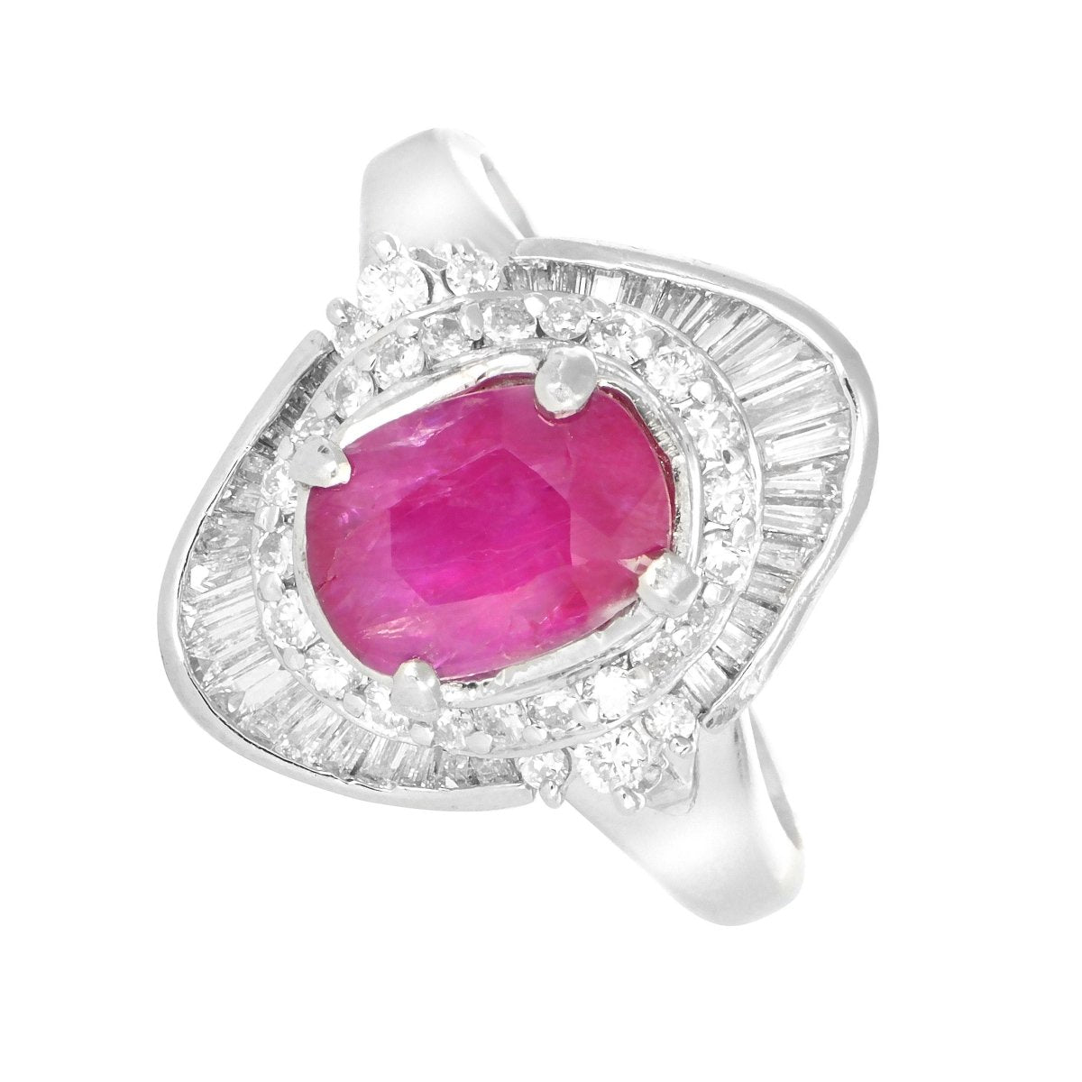 Bague Or Gris, Rubis Birman Non ChauffÃ© et Diamants - Castafiore