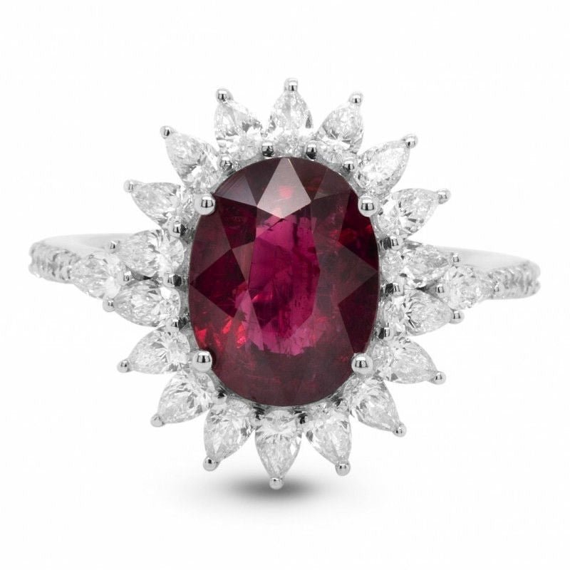Bague or gris rubis diamants - Castafiore