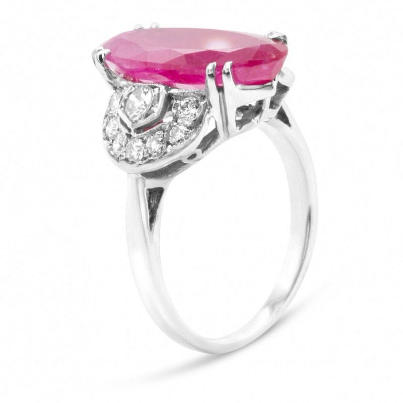 Bague or gris rubis diamants - Castafiore
