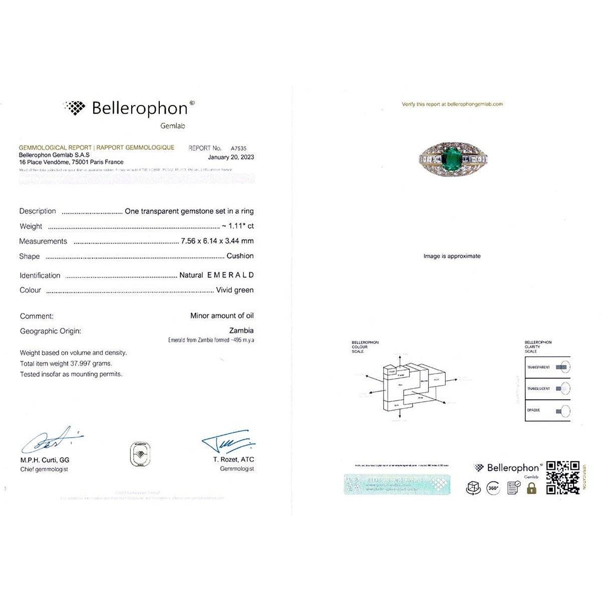 Bague or jaune, émeraude et pavage diamants - Castafiore