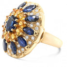 Bague or jaune saphirs bleus diamants - Castafiore