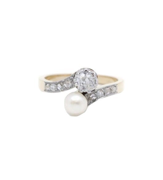 Bague - Or. Perle Et Diamants - Castafiore