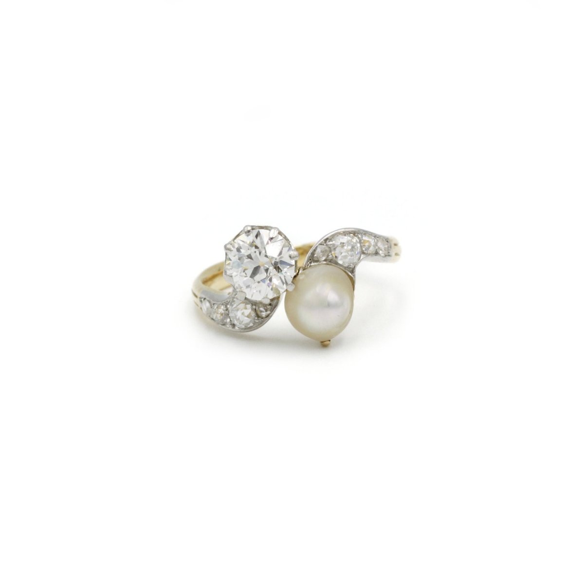 Bague - Or, Platine, diamants & perle - Castafiore