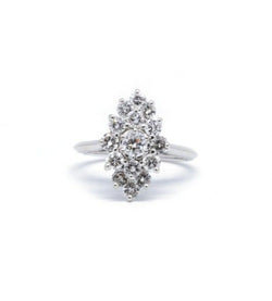 Bague - Or. Platine Et Diamants - Castafiore