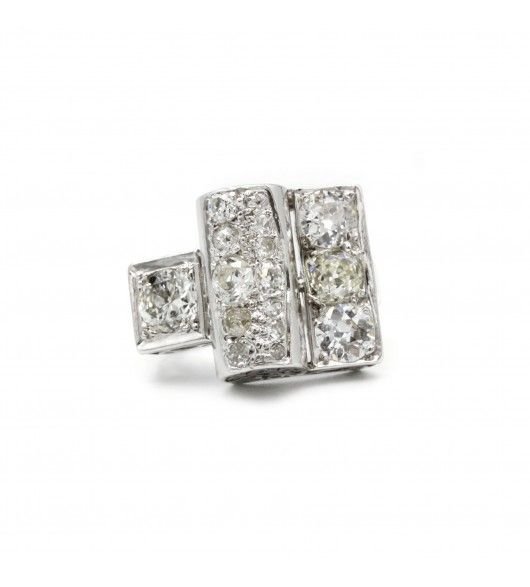 Bague - Or. Platine Et Diamants - Castafiore