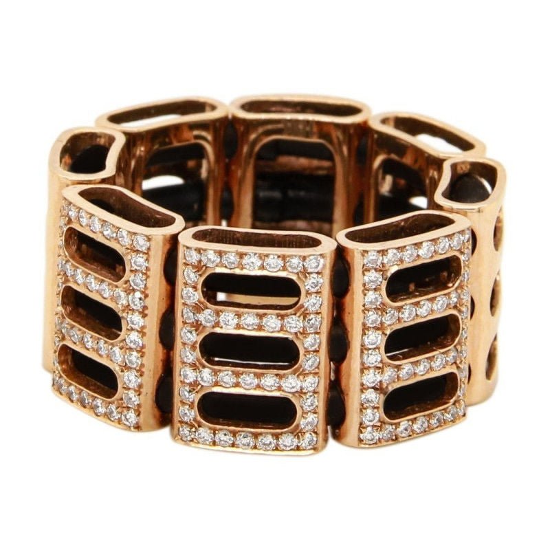 Bague or rose caoutchouc diamants - Castafiore