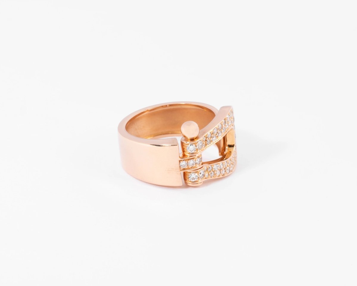 Bague or rose ,pavée de diamants Fred force 10 - Castafiore