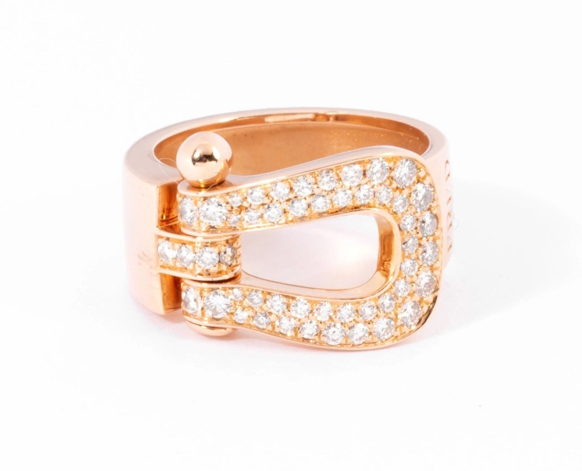 Bague or rose ,pavée de diamants Fred force 10 - Castafiore