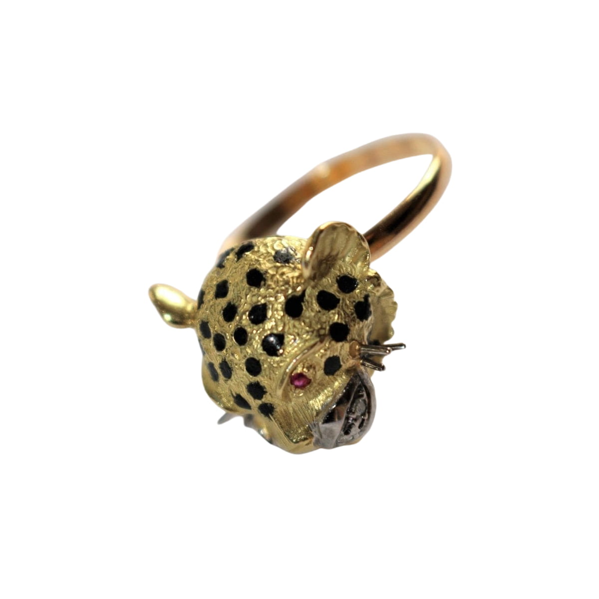 Bague Panthère Or jaune et émail - Castafiore