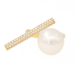 Bague PASPALEY en or jaune, perle et diamants - Castafiore