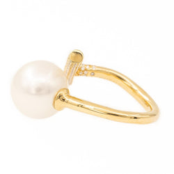 Bague PASPALEY en or jaune, perle et diamants - Castafiore