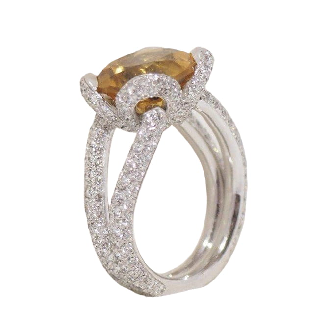 Bague pavage en or blanc et citrine - Castafiore