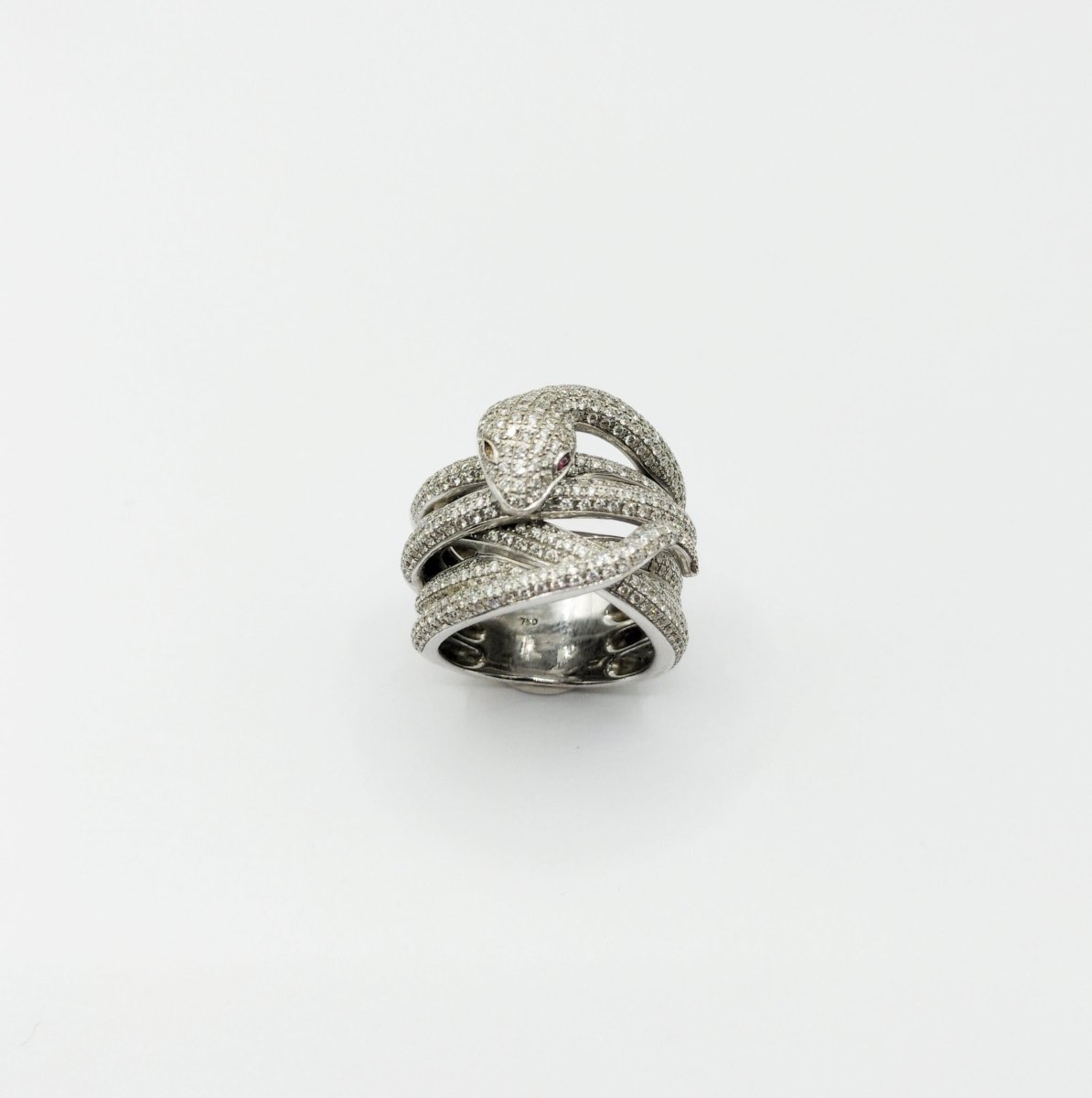 Bague Pavée diamants serpent en or blanc - Castafiore