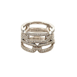 Bague Pavée DINH VAN "Maillon" en or blanc et diamants - Castafiore