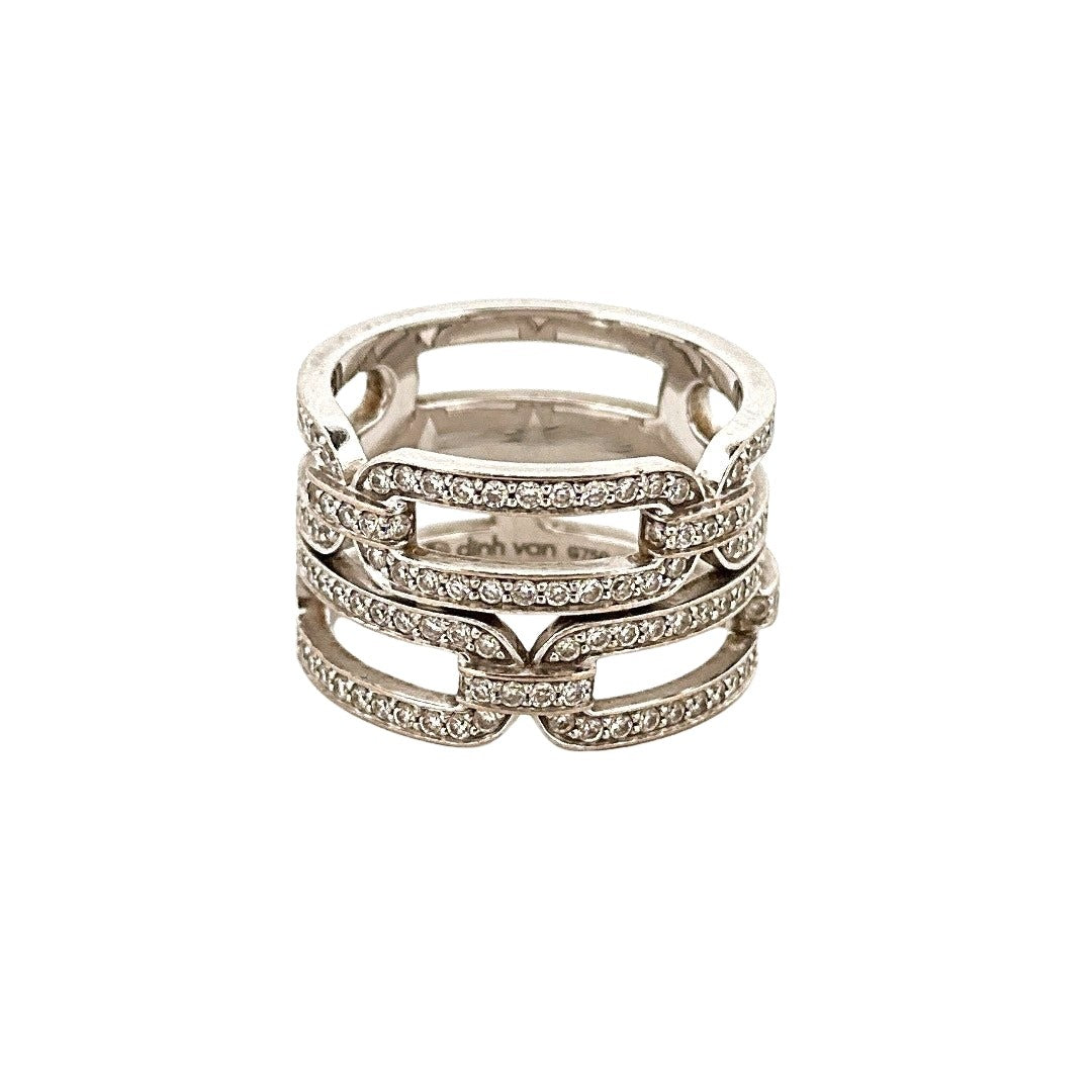 Bague Pavée DINH VAN "Maillon" en or blanc et diamants - Castafiore