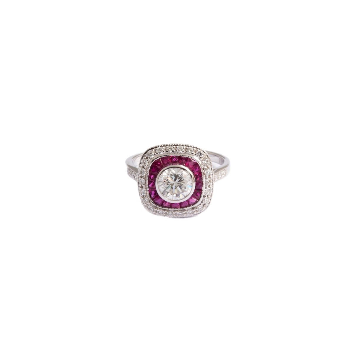 Bague Pavée en or blanc et en diamants et rubis - Castafiore