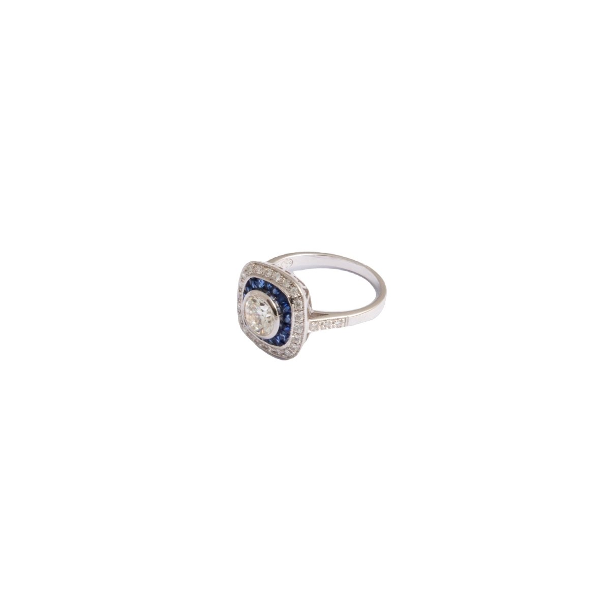 Bague Pavée en or blanc et en diamants et saphir - Castafiore