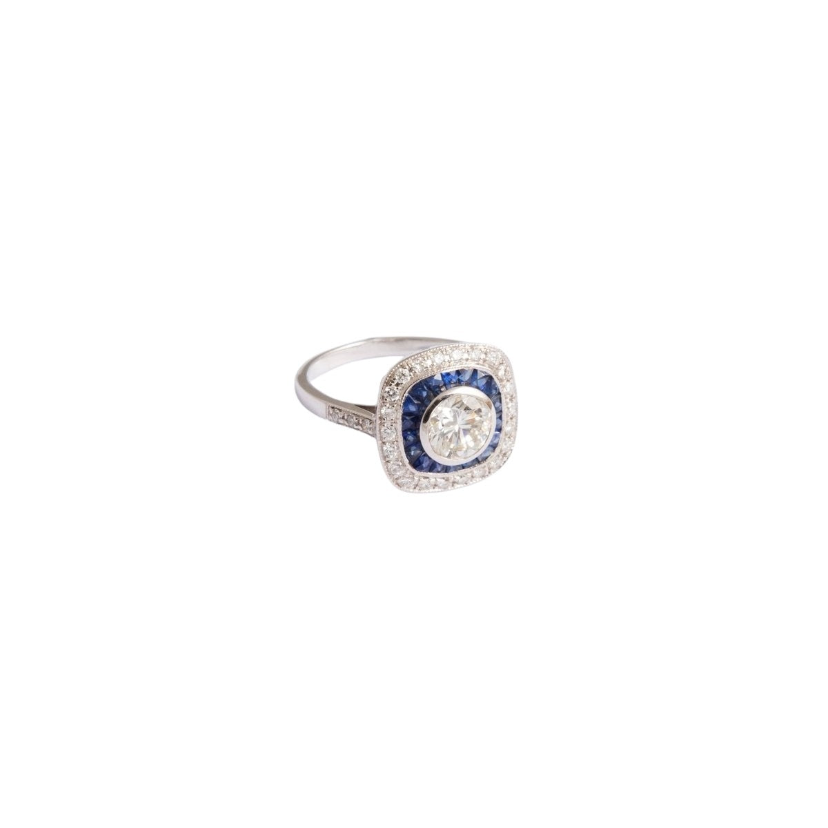 Bague Pavée en or blanc et en diamants et saphir - Castafiore