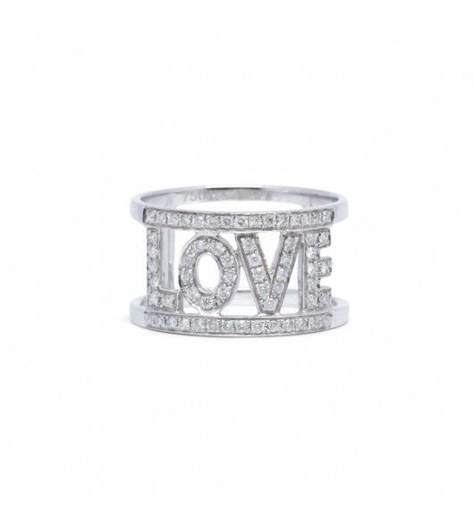 Bague Pavée love en or blanc et diamants - Castafiore