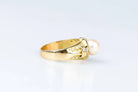 Bague perle blanche diamants en or jaune 18 carats - Castafiore