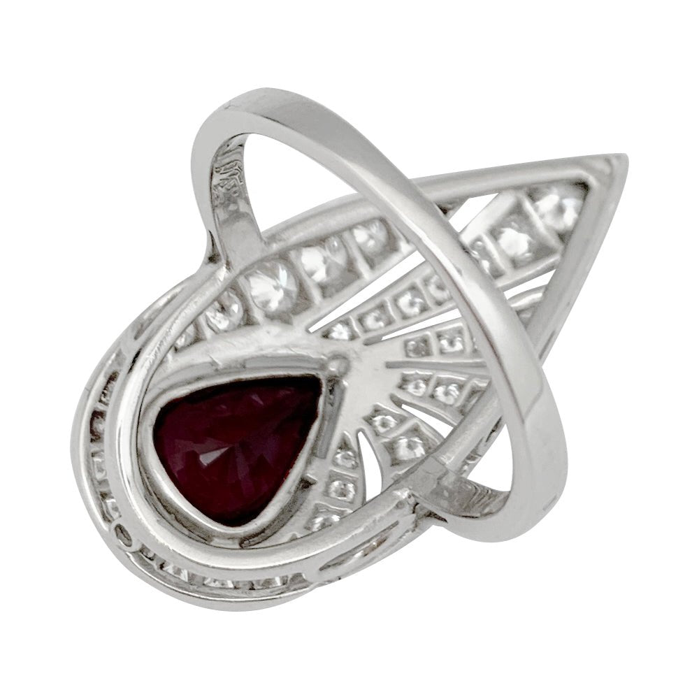 Bague platine, diamants, rubis de synthèse - Castafiore