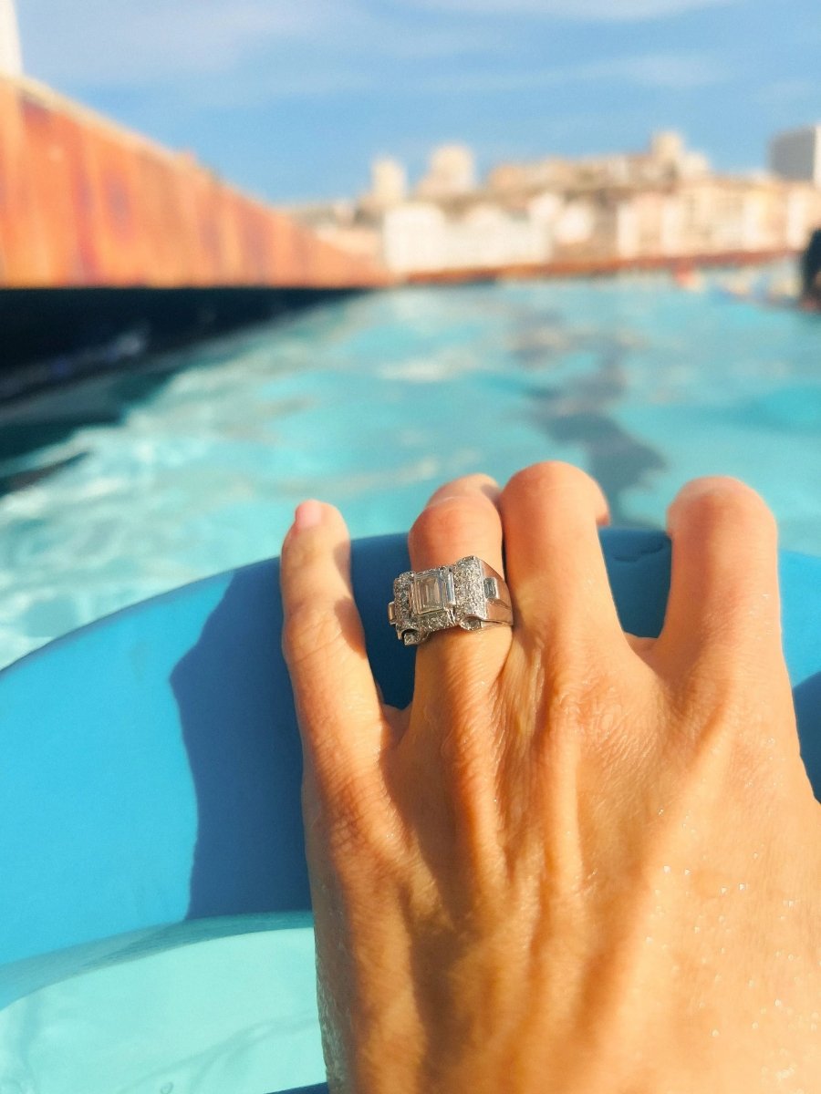 Bague platine et diamant Art Déco - Castafiore