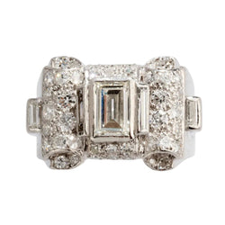 Bague platine et diamant Art Déco - Castafiore