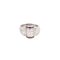Bague platine et diamant ornée de rubis qualibrés - Castafiore