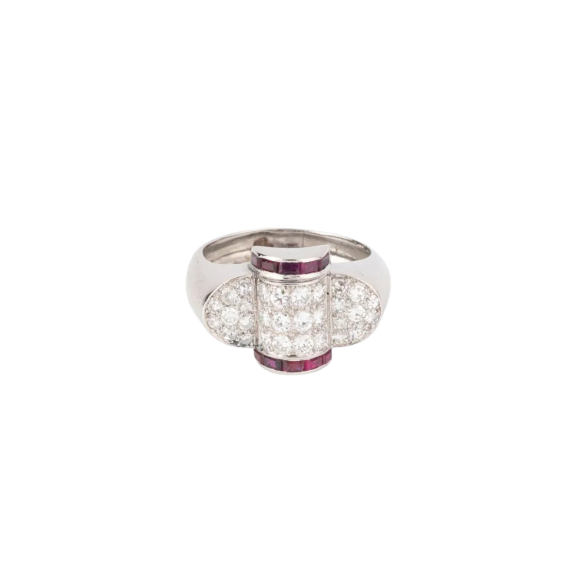 Bague platine et diamant ornée de rubis qualibrés - Castafiore