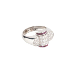 Bague platine et diamant ornée de rubis qualibrés - Castafiore