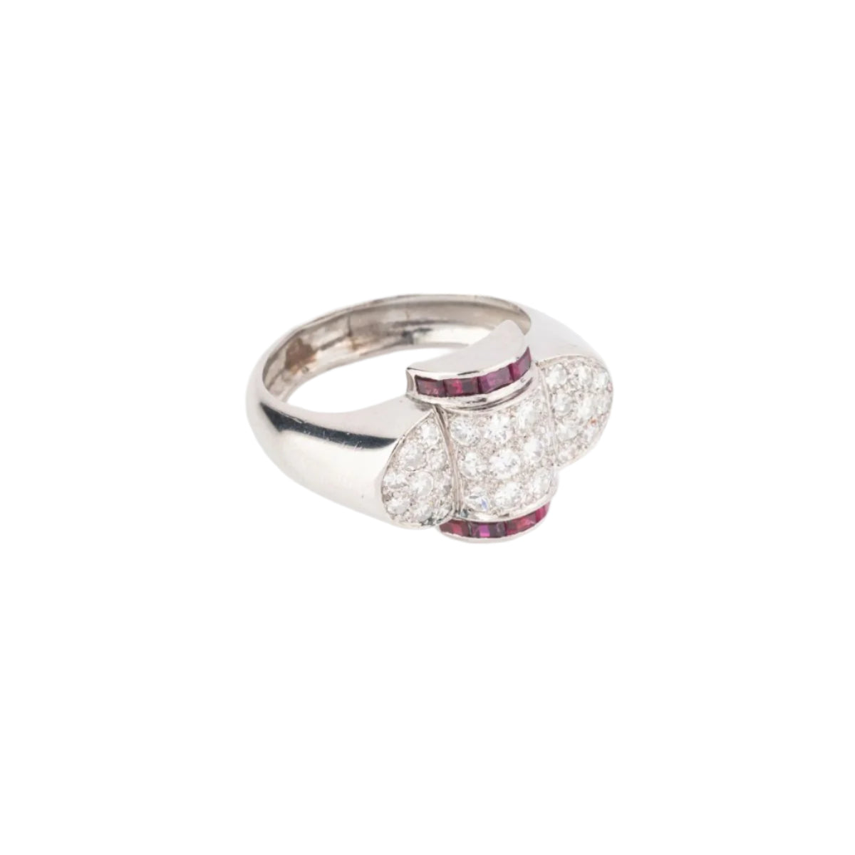 Bague platine et diamant ornée de rubis qualibrés - Castafiore