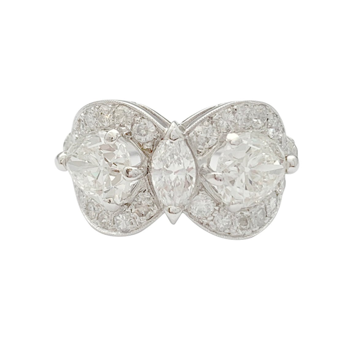 Bague platine et diamants poires - Castafiore