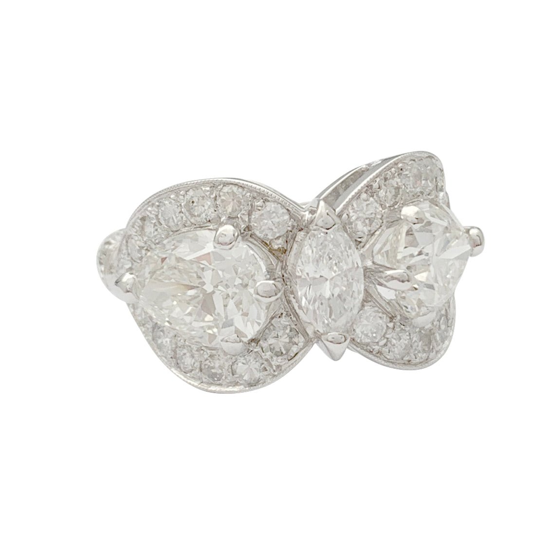Bague platine et diamants poires - Castafiore