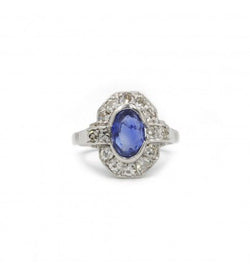 Bague - Platine. Saphir & Diamants - Castafiore