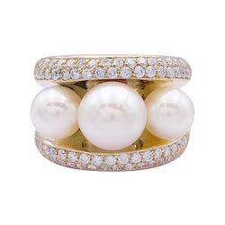 Bague Poiray, "Fidji", or jaune, perle et diamants. - Castafiore
