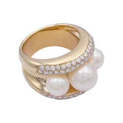 Bague Poiray, "Fidji", or jaune, perle et diamants. - Castafiore