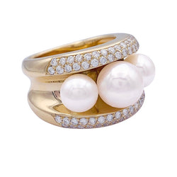 Bague Poiray, "Fidji", or jaune, perle et diamants. - Castafiore