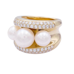 Bague Poiray, "Fidji", or jaune, perle et diamants. - Castafiore