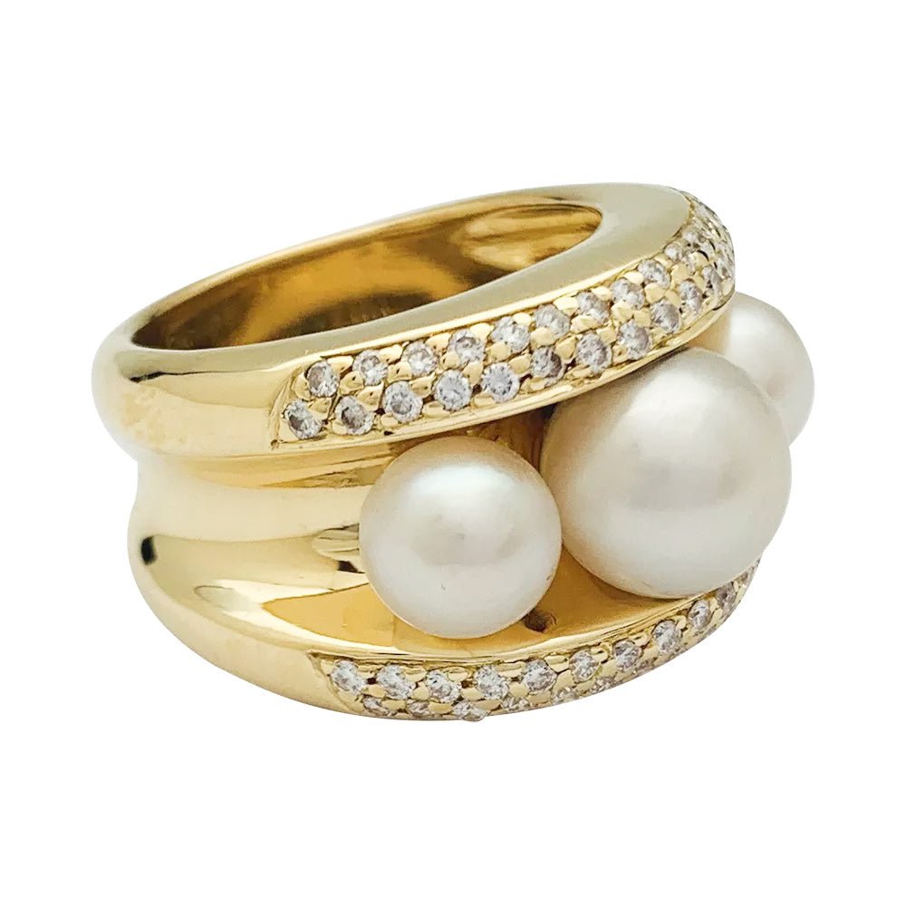 Bague Poiray, "Fidji", or jaune, perle et diamants - Castafiore