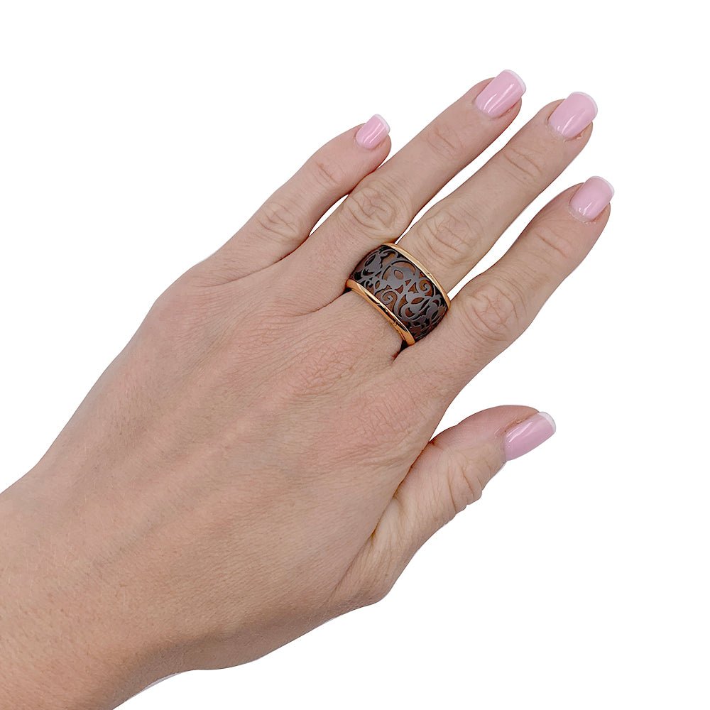 Bague Pomellato, "Arabesque", or rose, titane - Castafiore