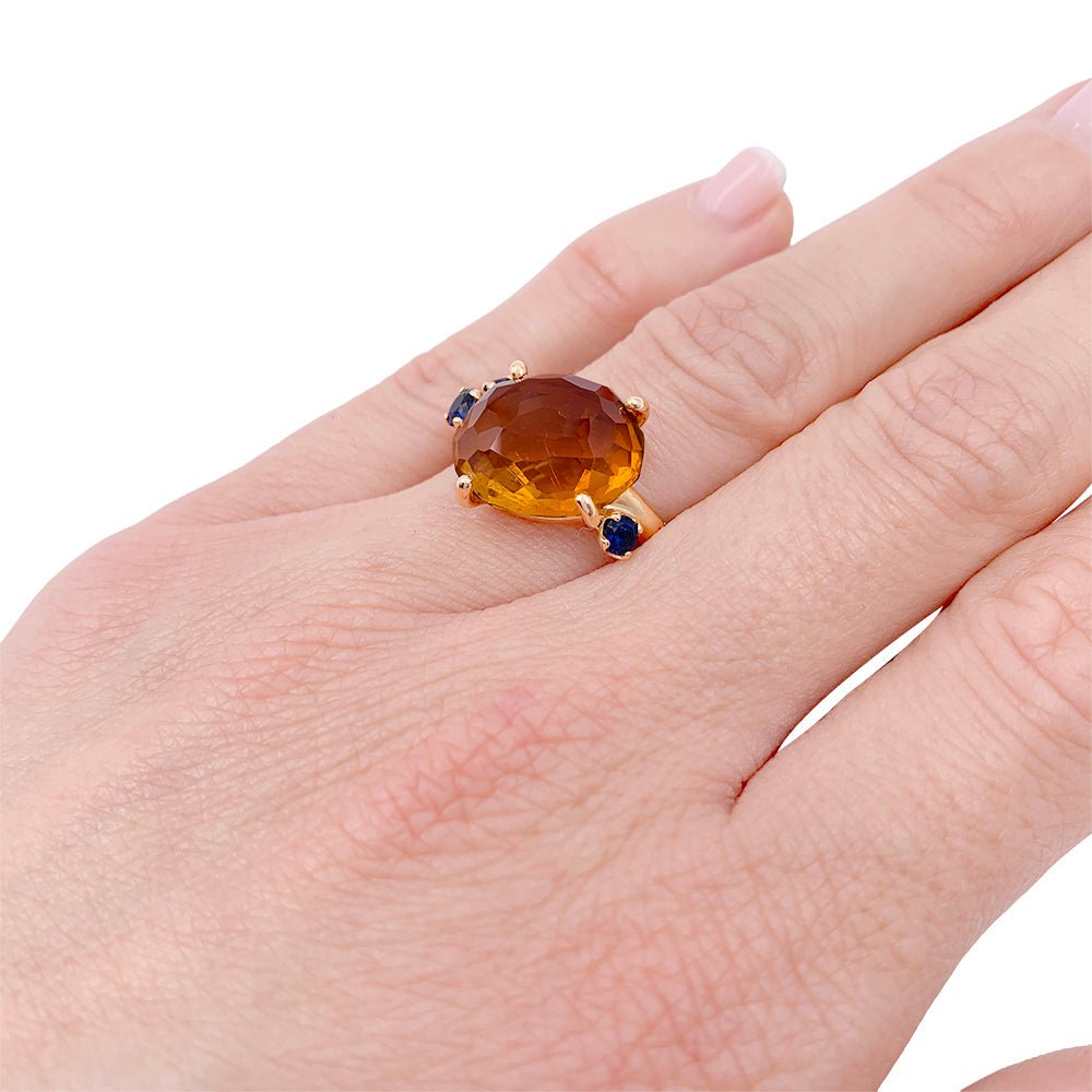 Bague Pomellato, "Bahia", or rose, citrine, saphirs - Castafiore