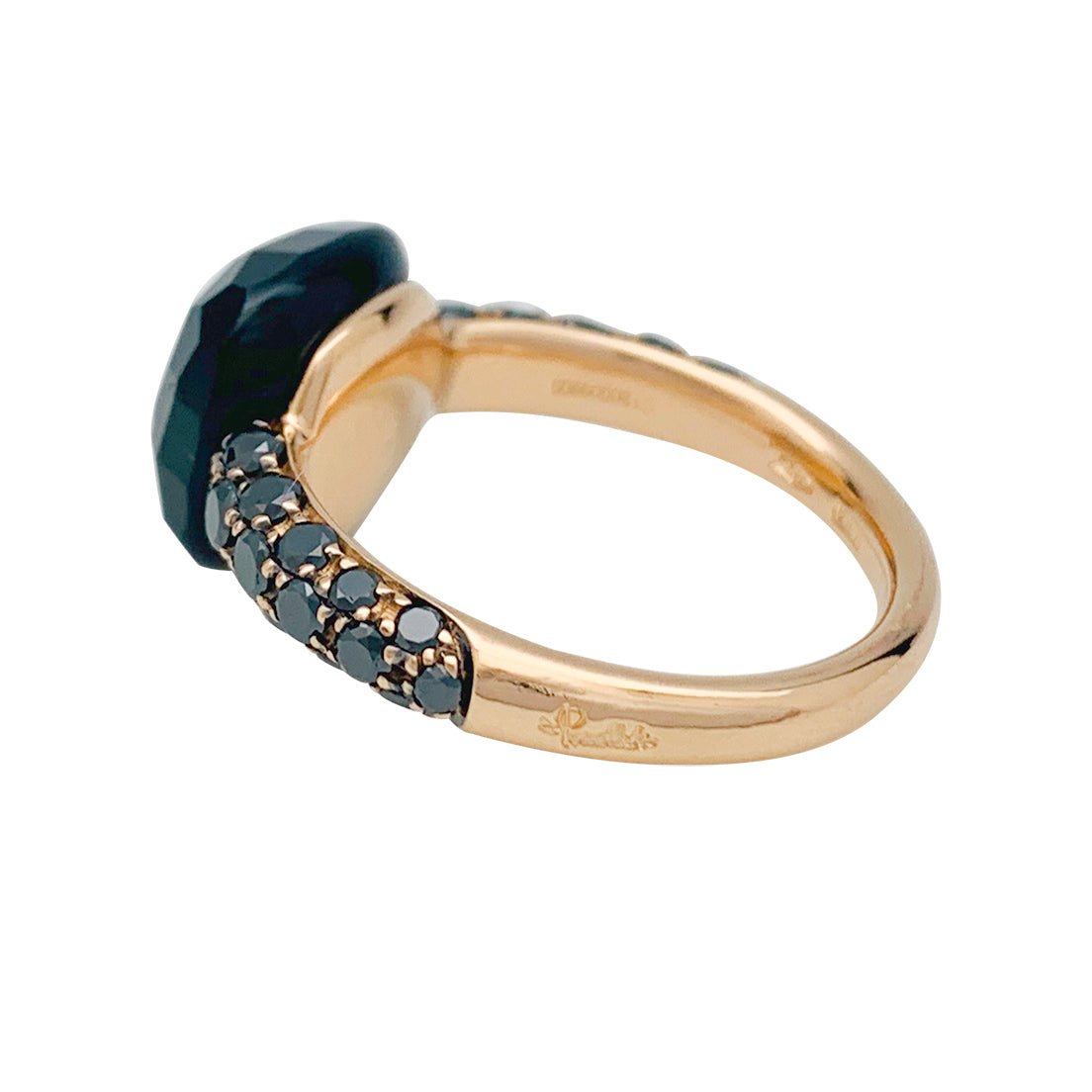 Bague Pomellato, "Capri", or rose, diamants noirs et onyx - Castafiore