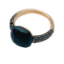 Bague Pomellato, "Capri", or rose, diamants noirs et onyx - Castafiore