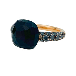 Bague Pomellato, "Capri", or rose, diamants noirs et onyx - Castafiore