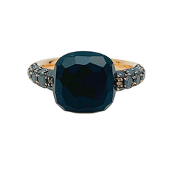 Bague Pomellato, "Capri", or rose, diamants noirs et onyx - Castafiore
