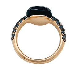Bague Pomellato, "Capri", or rose, diamants noirs et onyx - Castafiore