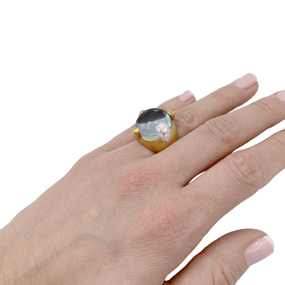 Bague Pomellato, "Griffe", or jaune, diamants, aigue-marine - Castafiore