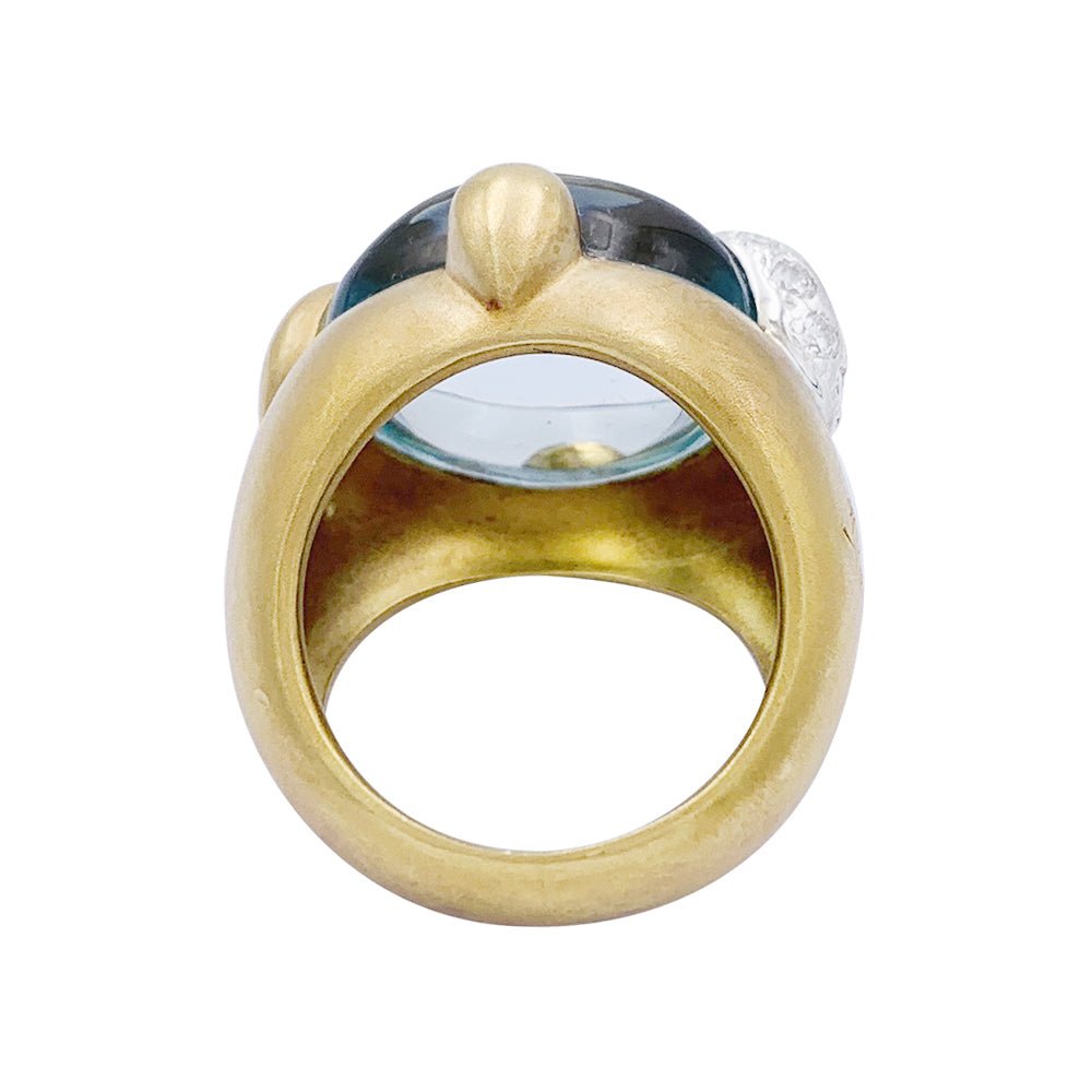 Bague Pomellato, "Griffe", or jaune, diamants, aigue-marine - Castafiore